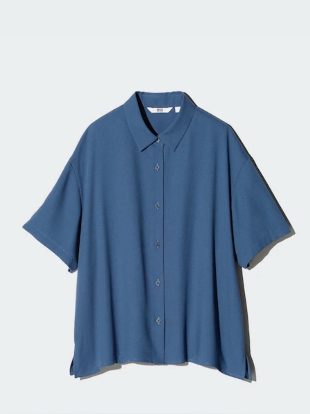 Uniqlo Rayon Blouse Blue Short Sleeve, XL